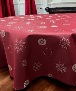 Stolnjak Ovalni 160x220cm Snowflakes Bordo