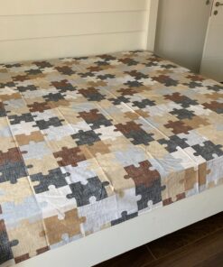 Čaršav Ranforce 220x240cm bez lastiša brown puzzle