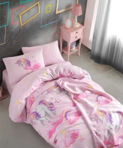 Posteljina Cotton Life 160x220cm Unicorn pink