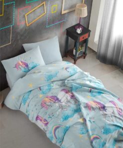 Posteljina Cotton Life 160x220cm Unicorn blue
