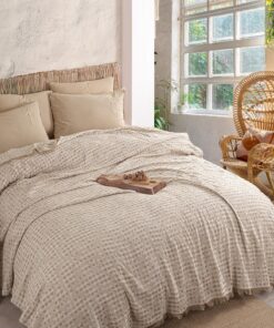 Prekrivač + Set posteljine Palma bež boja