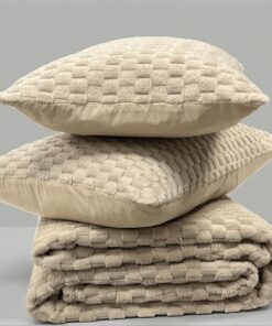 Ćebe set Sign – 220x240cm + 2 jastučnice 50x70cm Krem