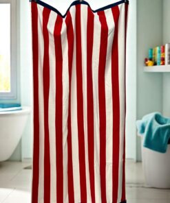 Plažni peškir „Red Stripes“ – 174x102 cm | 100% Pamuk